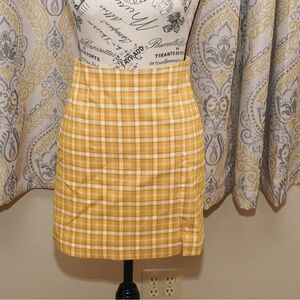 Topshop Yellow Plaid Viscose Mini Skirt - Size 4